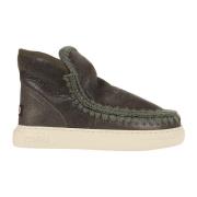 Mou Modig Metallisk Svart Oliv Sneaker Green, Dam