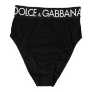 Dolce & Gabbana Svart Bomull Logo Underkläder Panty Black, Dam