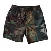 Dolce & Gabbana Camouflage Patchwork Badshorts med Elastisk Midja Mult...