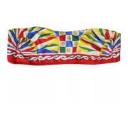 Dolce & Gabbana Carretto Print Bandeau Bikini Top Multicolor, Dam