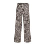 Kaffe Högmidjade denim jeans med leopardtryck Multicolor, Dam