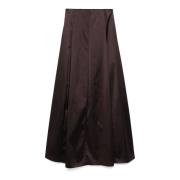 Genny Brun Satin Maxi Kjol Brown, Dam