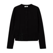 Twinset Svart Kofta med Strass Black, Dam