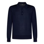 Brioni Lyxig Blå Cashmere Siden Polo Skjorta Blue, Herr