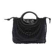 Valentino Garavani AllKnots Logo Plaque Tote Bag Black, Dam