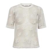 Co'Couture Vit Net Tee Top White, Dam