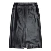 Diesel Faux-Läder Midi Kjol Svart Black, Dam