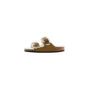 Birkenstock Shearling Arizona Sandaler Brown, Herr