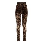 Dolce & Gabbana Leopard Jacquard Leggings Brown, Dam