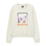 Duvetica Ljus Kräm Grafisk Sweatshirt Aw24 White, Dam