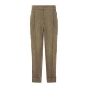 Brunello Cucinelli Slim-Fit Linnebyxor Beige, Dam