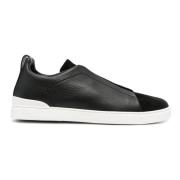 Ermenegildo Zegna Läder Sneakers Triple Stitch Designers Code Black, H...