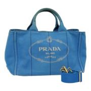 Prada Vintage Pre-owned Canvas totevskor Blue, Dam