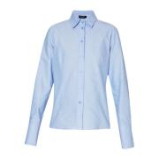 Liu Jo Slim Fit Bomull Oxford Skjorta med Logo Manschetter Blue, Dam