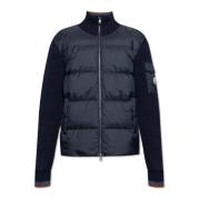 Moncler Stickad Cardigan med Quiltat Framstycke Blue, Herr