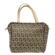 Fendi Vintage Pre-owned Canvas axelremsvskor Beige, Dam