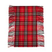 Burberry Lyxigt Cashmere Rutigt Mönster Fransat Halsduk Red, Unisex