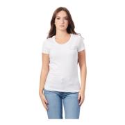 Emporio Armani Vit T-shirt med rund hals White, Dam