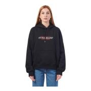 Guess Svart Oversized Hoodie med Amerikansk Tradition Logo Black, Dam