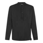 Tom Ford Svart Silke Crewneck Skjorta med Asymmetrisk Hem Black, Herr