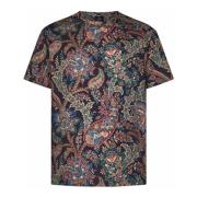 Etro Blommig Paisley Print Crewneck T-shirt Multicolor, Herr