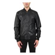 Schott NYC Slim Fit Läder Bomberjacka Black, Herr