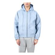 Arte Antwerp Läderhoodie med dragkedja Blue, Herr