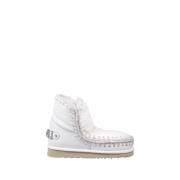 Mou Rhinestones Logo Boot White, Dam