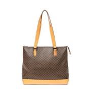 Celine Vintage Pre-owned Belagd canvas axelremsvskor Brown, Dam