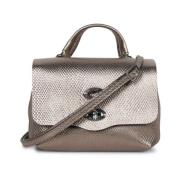 Zanellato Texturerad läder crossbodyväska Gray, Dam