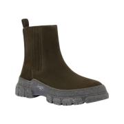 Max Mara Weekend Stiliga Chelsea-stil Mocka Ankelboots Green, Dam