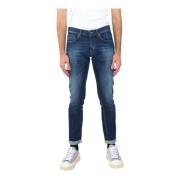 Dondup Skinny Fit Använda Jeans med Metalllogo Blue, Herr