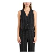 Msgm Slim Fit Ullblandning Lurex Gilet Black, Dam