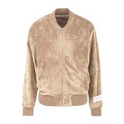 Hinnominate Velour Bomber Jacket Beige Polyester Jeans Beige, Dam