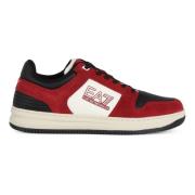 Emporio Armani EA7 Läder Sneakers med Logotyptryck Red, Herr