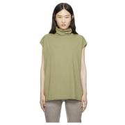 Rick Owens Ärmelös bomullst-shirt med rullkrage Green, Dam