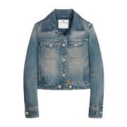 Courrèges Broderad Denimjacka med Logotyp Blue, Dam