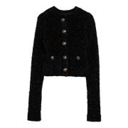 Balenciaga Kort Cardigan Tröja Black, Dam