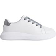 Calvin Klein Vita Läder Sneakers Bekväm Skum Innersula White, Dam