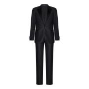 Emporio Armani Grå Ull Tuxedo Kostym Satin Detaljer Gray, Herr