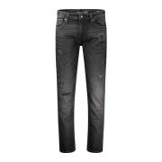 Guess Slim Fit Bomulls Jeans med Slitna Effekter Black, Herr