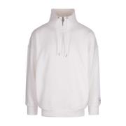 Hugo Boss Vit High-neck Zip Sweatshirt White, Herr