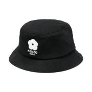 Kenzo Svart Bomull Twill Flat Crown Hat Black, Herr