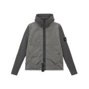 Stone Island Metallisk Nylon Huva Jacka med Avtagbar Huva Gray, Herr