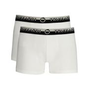 Trussardi Bomull Boxershorts, Elastisk Midja, Logo Print White, Herr