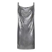 Versace Silver Mesh Mini Klänning Aw24 Gray, Dam