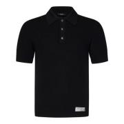 Balmain Lyxig Svart Merinoullspolo Black, Herr