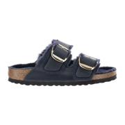 Birkenstock Midnight Lädersandaler med Guldremmar Blue, Dam