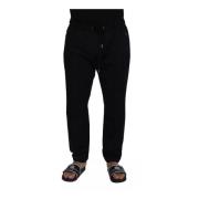 Dolce & Gabbana Svart Bomull Stretch Jogger Byxor Black, Herr