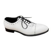 Dolce & Gabbana Quiltad Innersula Läder Derby Skor White, Herr